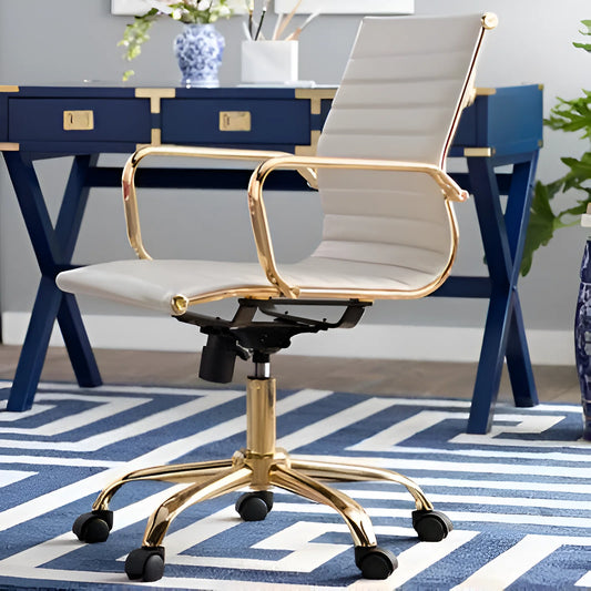 Toni Office Chair (Gold Frame) (Low Back)