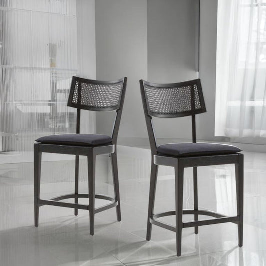 Black Tina Cane Counter Stool