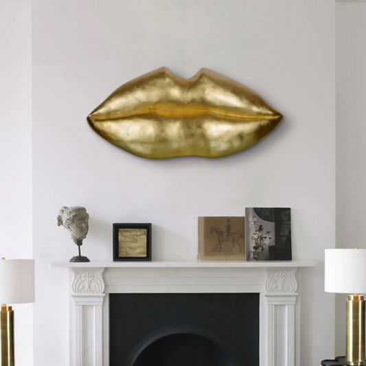 Polyresin Golden Lip Sculpture (Warehouse Sale)