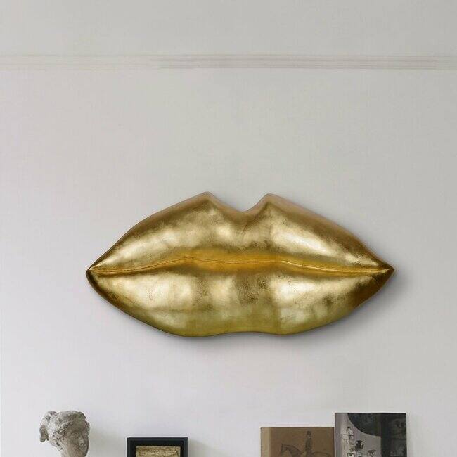 Polyresin Golden Lip Sculpture (Warehouse Sale)