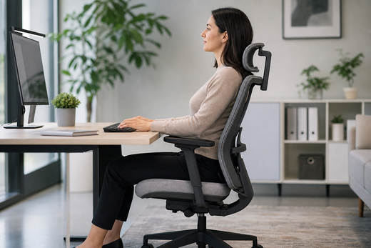 How do you adjust office chair ergonomics for neutral posture?