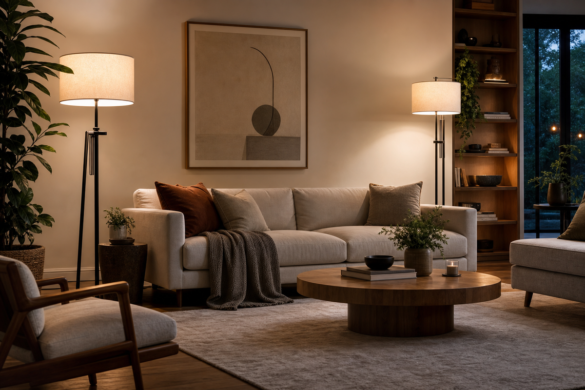 Floor lamp placement: simple rules for balanced light