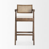 Indie Fabric/Cane Seat Bar Stool