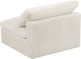 Cozy Velvet Upholstered Overstuffed Fiber Filled Comfort Comfort Armless Modular Chair