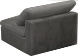 Cozy Velvet Upholstered Overstuffed Fiber Filled Comfort Comfort Armless Modular Chair