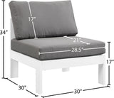 Nizuc Water Resistant Fabric Upholstered Outdoor Patio Modular Armless Chair
