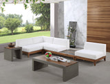 Rio 128.5" Off White Water Resistant Fabric Upholstered Outdoor Patio 4pc. Modular Sectional