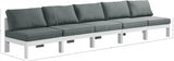 Nizuc Water Resistant Fabric Upholstered Outdoor Patio 5pc. Armless Modular Sofa