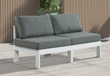 Nizuc Water Resistant Fabric Upholstered Outdoor Patio 2pc. Armless Modular Loveseat