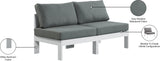 Nizuc Water Resistant Fabric Upholstered Outdoor Patio 2pc. Armless Modular Loveseat