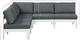 Nizuc 90" Water Resistant Fabric Upholstered Outdoor Patio 5pc. Modular Sectional