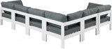 Nizuc 120" Water Resistant Fabric Upholstered Outdoor Patio 6pc. Modular Sectional