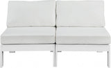 Nizuc Water Resistant Fabric Upholstered Outdoor Patio 2pc. Armless Modular Loveseat