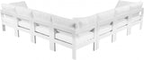 Nizuc 120" Water Resistant Fabric Upholstered Outdoor Patio 7pc. Modular Sectional