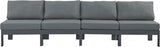 Nizuc Water Resistant Fabric Upholstered Outdoor Patio 4pc. Armless Modular Sofa