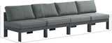 Nizuc Water Resistant Fabric Upholstered Outdoor Patio 4pc. Armless Modular Sofa