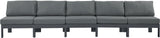 Nizuc Water Resistant Fabric Upholstered Outdoor Patio 5pc. Armless Modular Sofa