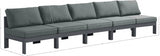 Nizuc Water Resistant Fabric Upholstered Outdoor Patio 5pc. Armless Modular Sofa