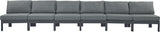 Nizuc Water Resistant Fabric Upholstered Outdoor Patio 6pc. Armless Modular Sofa