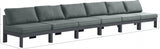 Nizuc Water Resistant Fabric Upholstered Outdoor Patio 6pc. Armless Modular Sofa