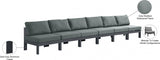 Nizuc Water Resistant Fabric Upholstered Outdoor Patio 6pc. Armless Modular Sofa
