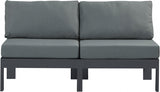 Nizuc Water Resistant Fabric Upholstered Outdoor Patio 2pc. Armless Modular Loveseat