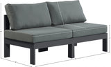 Nizuc Water Resistant Fabric Upholstered Outdoor Patio 2pc. Armless Modular Loveseat
