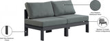 Nizuc Water Resistant Fabric Upholstered Outdoor Patio 2pc. Armless Modular Loveseat