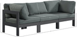 Nizuc Water Resistant Fabric Upholstered Outdoor Patio 3pc. Modular Sofa
