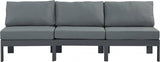 Nizuc Water Resistant Fabric Upholstered Outdoor Patio 3pc. Armless Modular Sofa