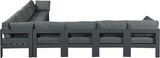 Nizuc 150" Water Resistant Fabric Upholstered Outdoor Patio 9pc. Modular Sectional