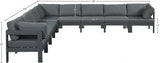 Nizuc 150" Water Resistant Fabric Upholstered Outdoor Patio 9pc. Modular Sectional