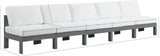 Nizuc Water Resistant Fabric Upholstered Outdoor Patio 5pc. Armless Modular Sofa