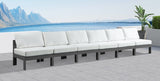 Nizuc Water Resistant Fabric Upholstered Outdoor Patio 6pc. Armless Modular Sofa