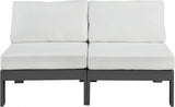 Nizuc Water Resistant Fabric Upholstered Outdoor Patio 2pc. Armless Modular Loveseat