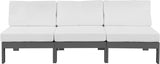 Nizuc Water Resistant Fabric Upholstered Outdoor Patio 3pc. Armless Modular Sofa