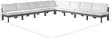 Nizuc 150" Water Resistant Fabric Upholstered Outdoor Patio 9pc. Modular Sectional
