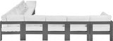 Nizuc 150" Water Resistant Fabric Upholstered Outdoor Patio 9pc. Modular Sectional