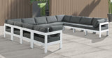 Nizuc 150" Water Resistant Fabric Upholstered Outdoor Patio 11pc. Modular Sectional