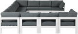 Nizuc 150" Water Resistant Fabric Upholstered Outdoor Patio 11pc. Modular Sectional