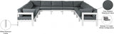 Nizuc 150" Water Resistant Fabric Upholstered Outdoor Patio 11pc. Modular Sectional