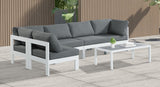 Nizuc 120" Water Resistant Fabric Upholstered Outdoor Patio 5pc. Modular Sectional