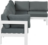 Nizuc 120" Water Resistant Fabric Upholstered Outdoor Patio 5pc. Modular Sectional