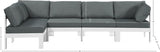 Nizuc 120" Water Resistant Fabric Upholstered Outdoor Patio 5pc. Modular Sectional