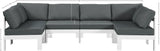 Nizuc 120" Water Resistant Fabric Upholstered Outdoor Patio 6pc. Modular Sectional