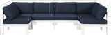 Nizuc 120" Water Resistant Fabric Upholstered Outdoor Patio 6pc. Modular Sectional