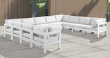 Nizuc 150" Water Resistant Fabric Upholstered Outdoor Patio 11pc. Modular Sectional