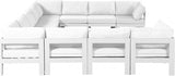 Nizuc 150" Water Resistant Fabric Upholstered Outdoor Patio 11pc. Modular Sectional