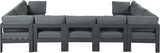 Nizuc 150" Water Resistant Fabric Upholstered Outdoor Patio 9pc. Modular Sectional