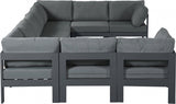 Nizuc 150" Water Resistant Fabric Upholstered Outdoor Patio 9pc. Modular Sectional